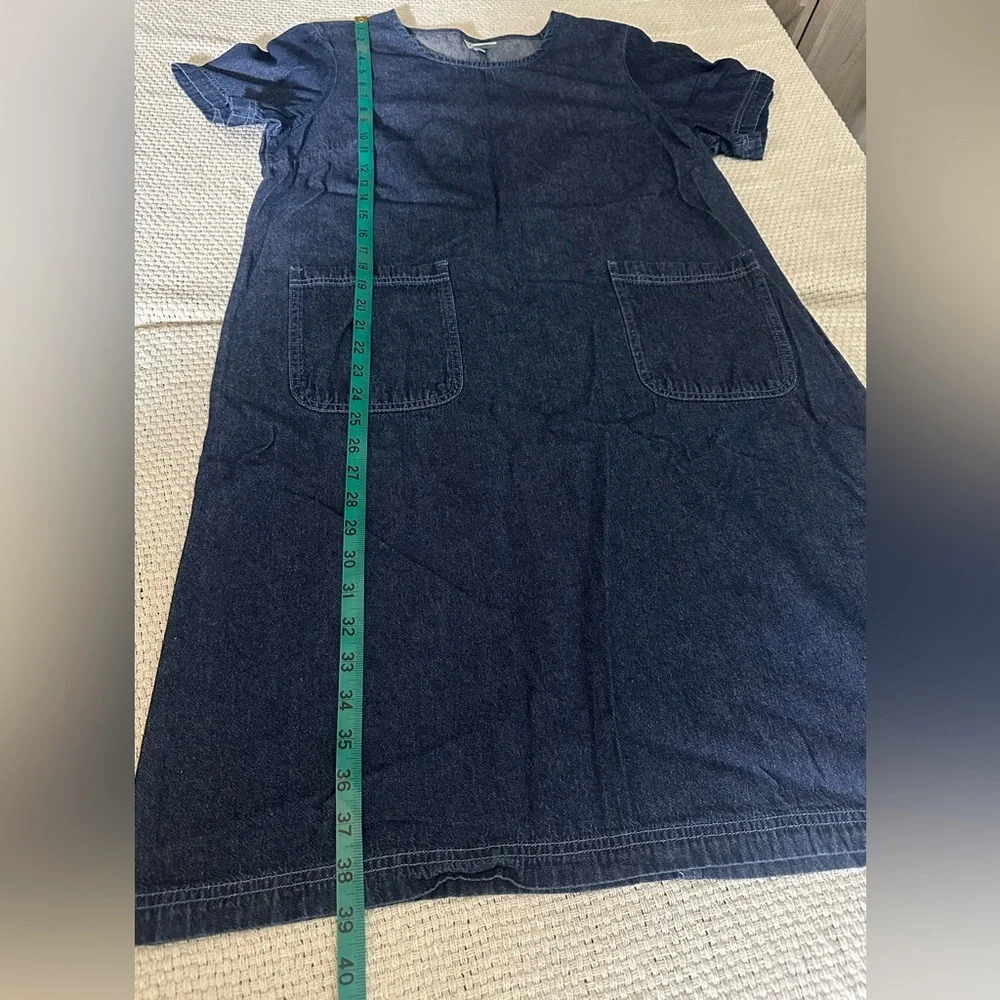 Blair 100% Cotton Made in India Front Pockets Denim Dress - Size Medium - Picture 10 of 11